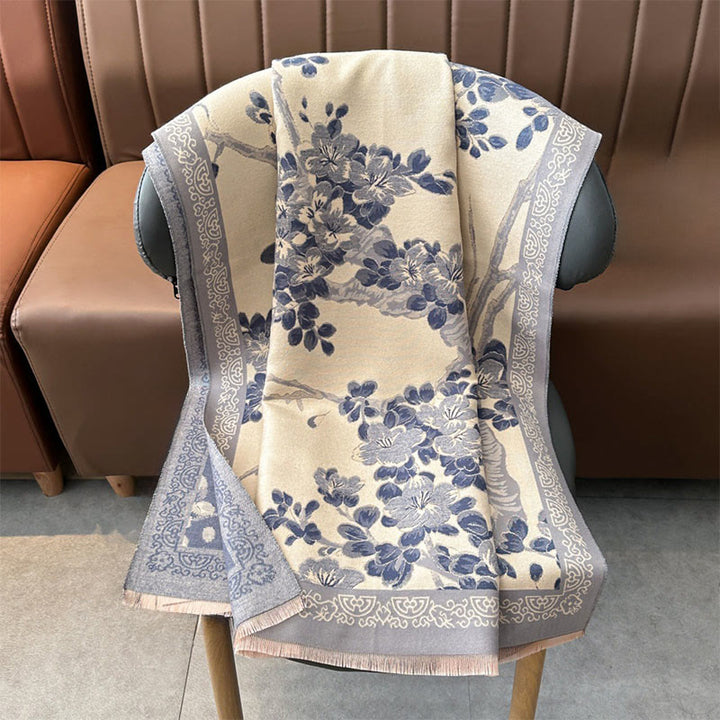 Buddha Stonesと秋の桃の花の枝柄の柔らかいスカーフショール - image 12