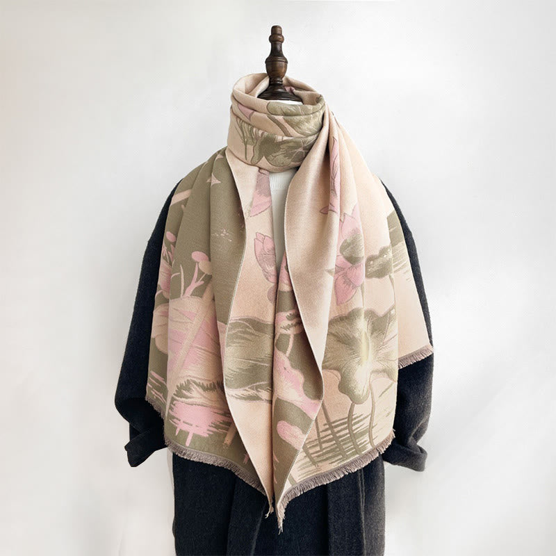 Buddha Stones、秋の蓮、鯉、トンボ柄、心地よいスカーフショール - image 13