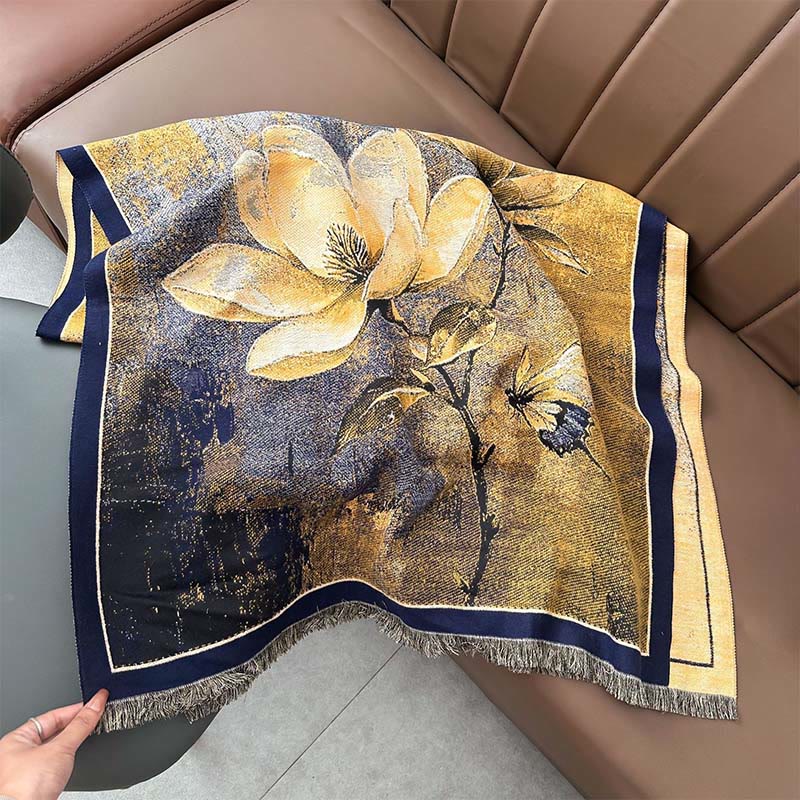 Buddha Stonesの冬用マグノリア蝶柄ソフトスカーフショール - image 5