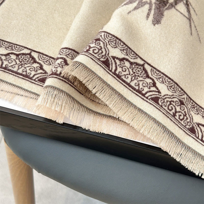 Buddha Stones、冬の鳥、竹の葉、蔓模様のソフトスカーフショール - image 16