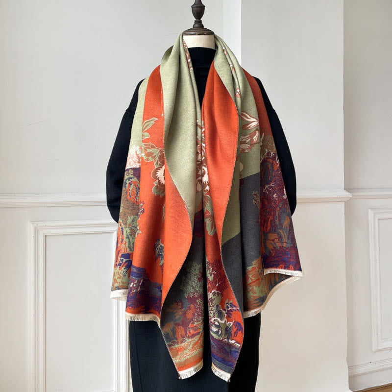 Buddha Stones、秋の花、木々、パビリオン柄、心地よいスカーフショール - image 7