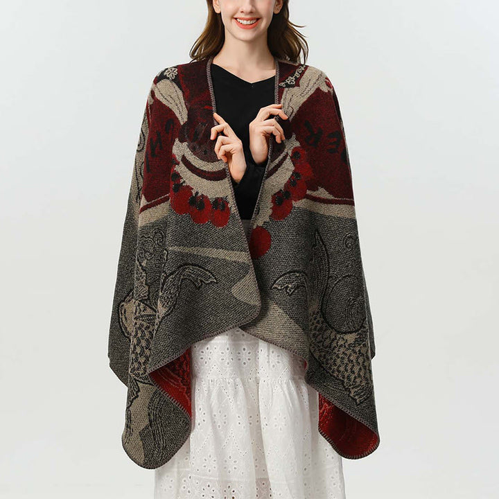 Buddha Stones冬鯉波模様 暖かくて心地よいスカーフ ショール - image 5