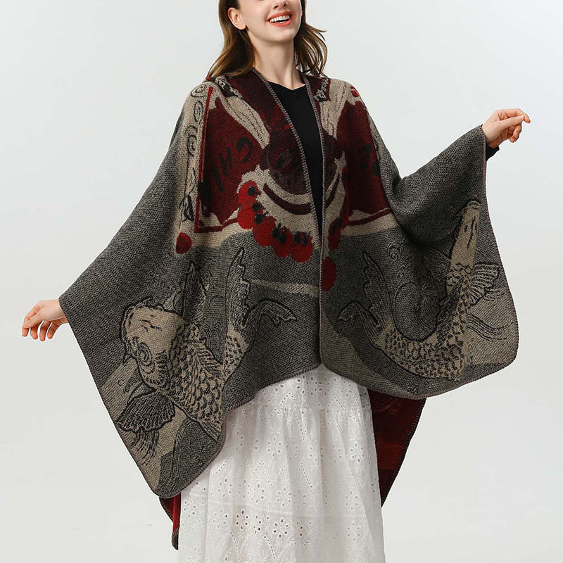 Buddha Stones冬鯉波模様 暖かくて心地よいスカーフ ショール - image 3