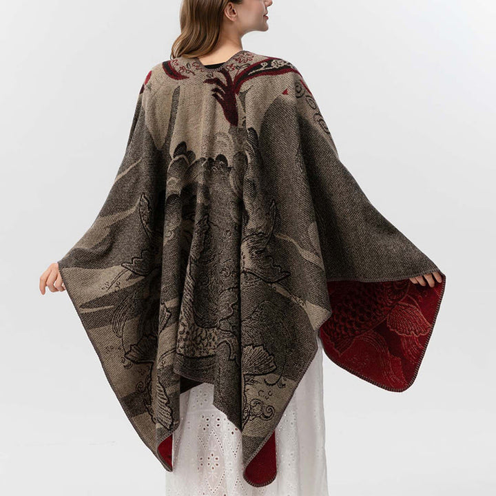 Buddha Stones冬鯉波模様 暖かくて心地よいスカーフ ショール - image 4