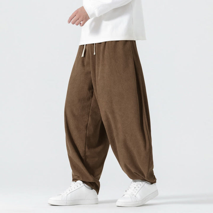 Buddha Stones秋冬 無地コーデュロイ メンズ ハーレムパンツ ポケット付き - サドルブラウン - US/UK/AU46、 EU56 (5XL) - image 19