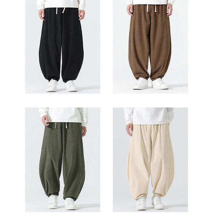 Buddha Stones秋冬 無地コーデュロイ メンズ ハーレムパンツ ポケット付き - image 23