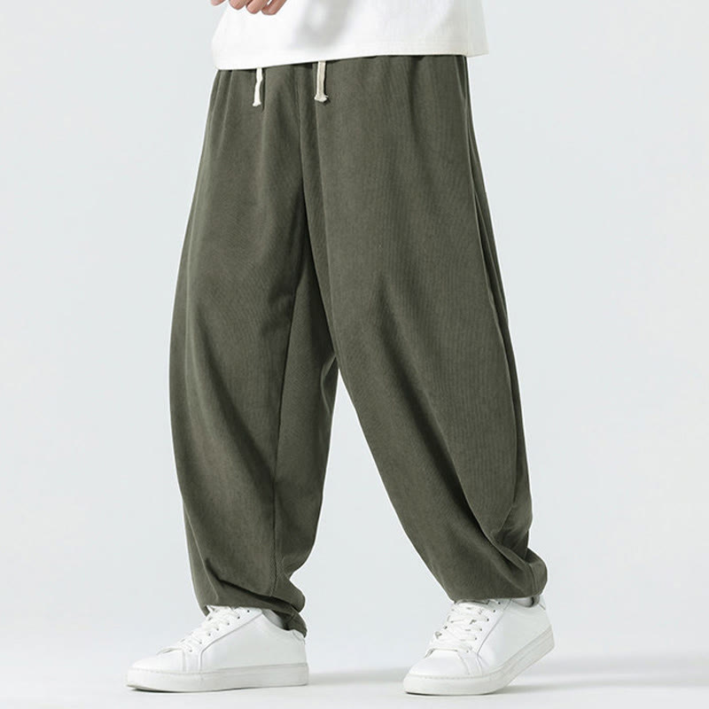 Buddha Stones秋冬 無地コーデュロイ メンズ ハーレムパンツ ポケット付き - image 4