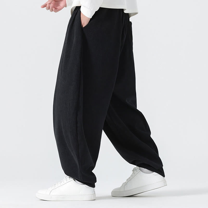 Buddha Stones秋冬 無地コーデュロイ メンズ ハーレムパンツ ポケット付き - image 8