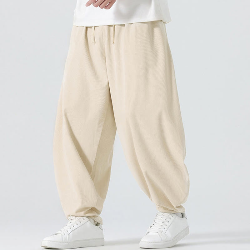 Buddha Stones秋冬 無地コーデュロイ メンズ ハーレムパンツ ポケット付き - image 11