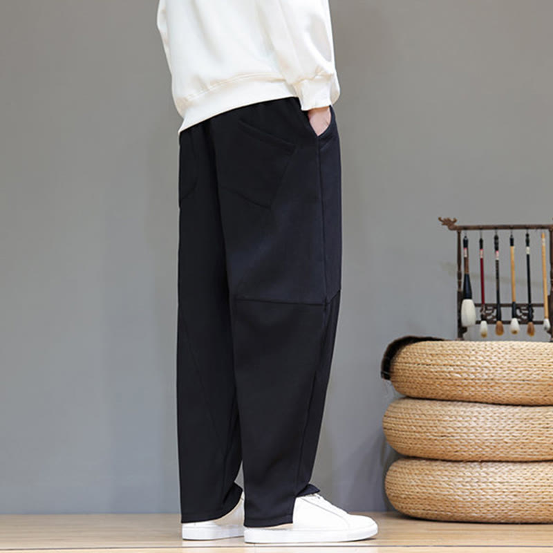 Buddha Stones冬用 無地 裏起毛 メンズ コットンリネン パンツ ポケット付き - image 15