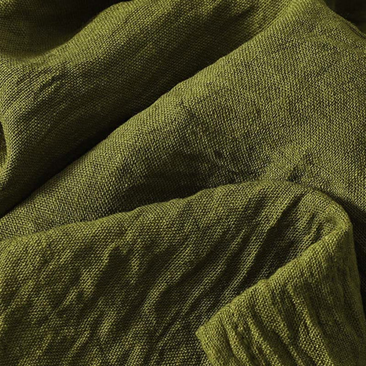 Buddha Stonesカジュアル オリーブグリーン クルーネック レディース コットンリネン 長袖シャツ - image 7