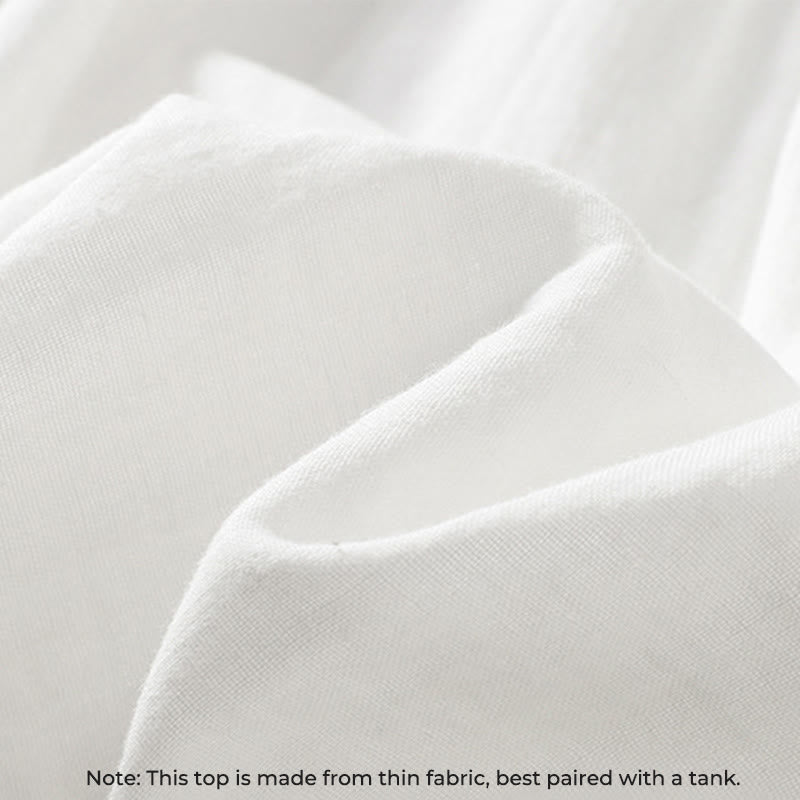 Buddha Stonesホワイト フリルカラー 長袖 レディース コットンシャツ - image 10