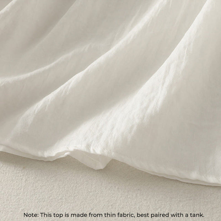 Buddha Stonesホワイトボタン フリル 長袖 レディース コットンシャツ - image 7