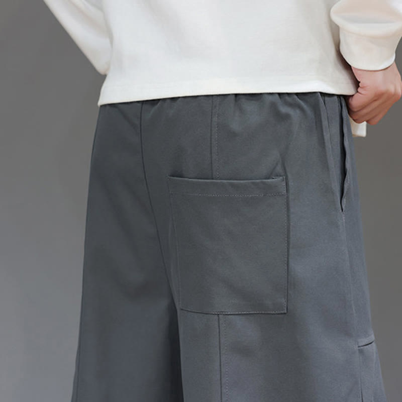 Buddha Stones秋冬 ピュアカラー コットン メンズ クロップド ハーレムパンツ ポケット付き - image 20