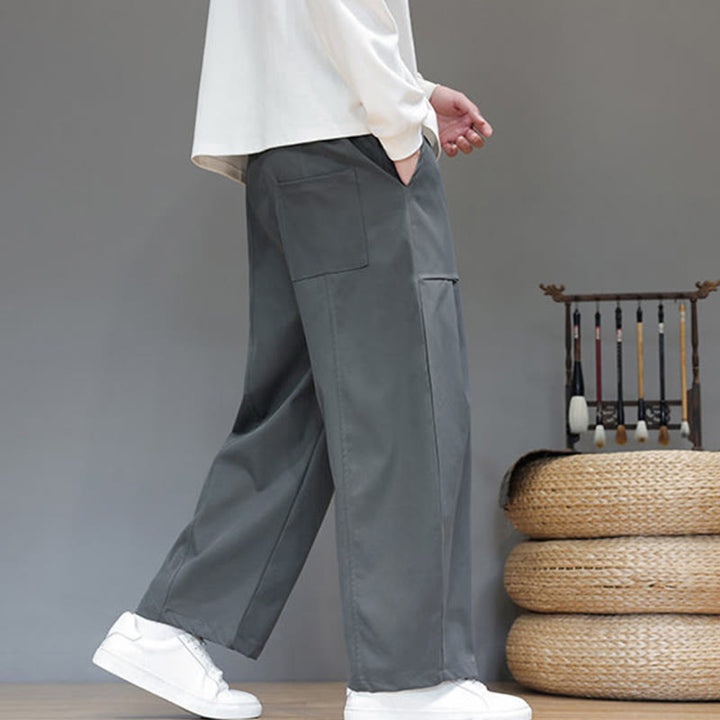 Buddha Stones秋冬 ピュアカラー コットン メンズ クロップド ハーレムパンツ ポケット付き - image 13