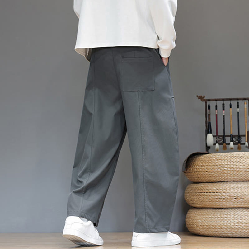 Buddha Stones秋冬 ピュアカラー コットン メンズ クロップド ハーレムパンツ ポケット付き - image 14