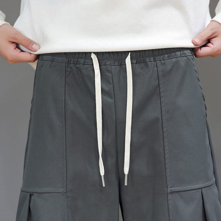 Buddha Stones秋冬 ピュアカラー コットン メンズ クロップド ハーレムパンツ ポケット付き - image 18