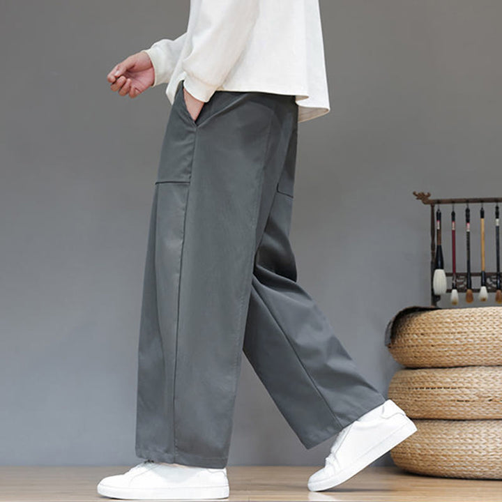 Buddha Stones秋冬 ピュアカラー コットン メンズ クロップド ハーレムパンツ ポケット付き - image 15