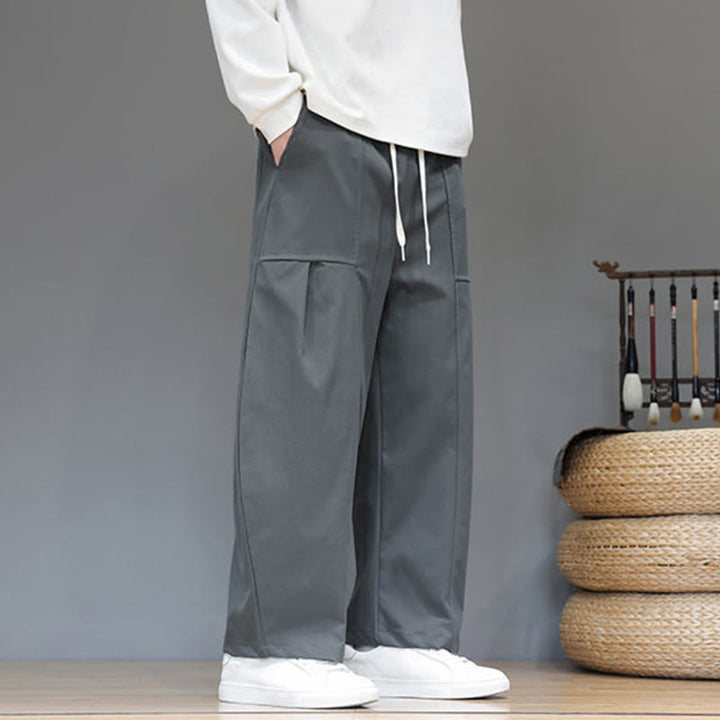 Buddha Stones秋冬 ピュアカラー コットン メンズ クロップド ハーレムパンツ ポケット付き - image 12