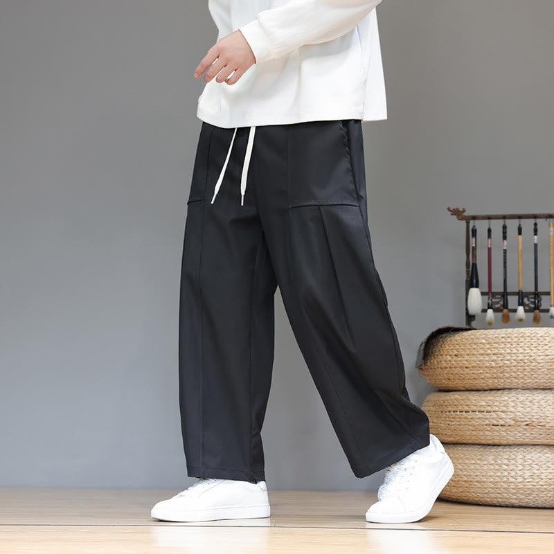 Buddha Stones秋冬 ピュアカラー コットン メンズ クロップド ハーレムパンツ ポケット付き - image 23