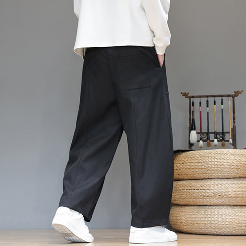 Buddha Stones秋冬 ピュアカラー コットン メンズ クロップド ハーレムパンツ ポケット付き - image 25