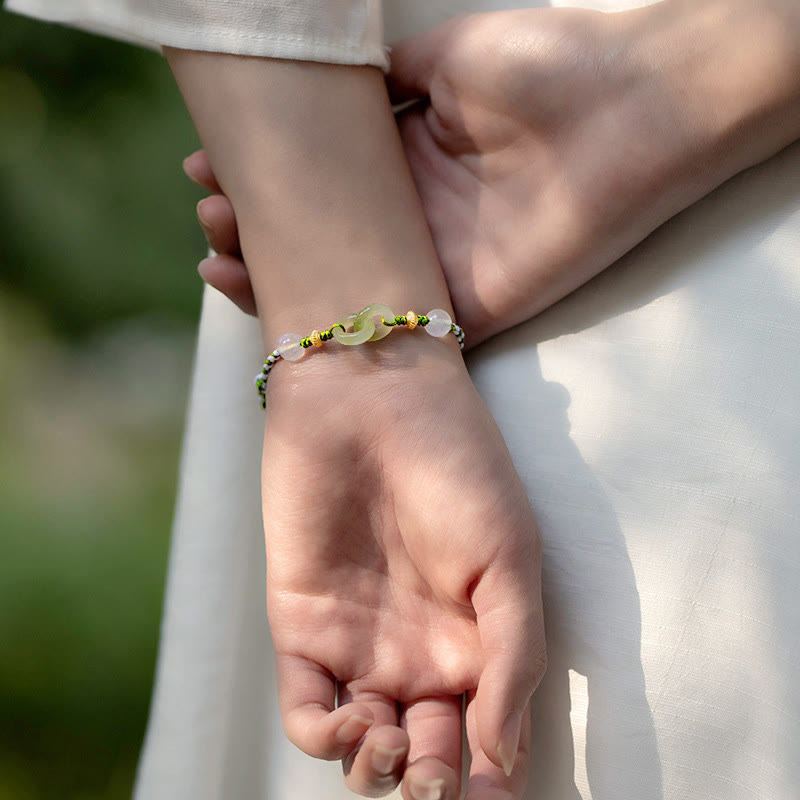 Buddha Stones編みロープ平和のお守りチャーム愛と穏やかさのブレスレット - image 4