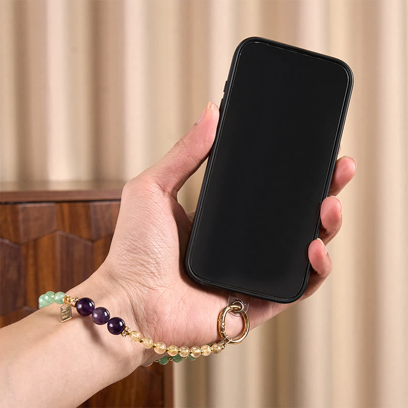 Buddha Stonesグリーンストロベリークォーツ シトリン クイーンチャーム カームキーチェーン 携帯電話用吊り下げ装飾 - image 4