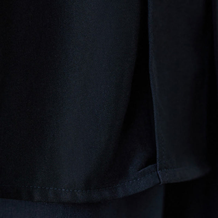 Buddha Stonesブラック プレーン フロッグボタン ラペル レディース コットン 長袖シャツ - image 9