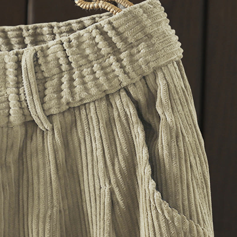 Buddha Stonesレディース 冬用 無地 コーデュロイ コットン ハイウエスト フリース裏地 ハーレムパンツ ポケット付き - image 19