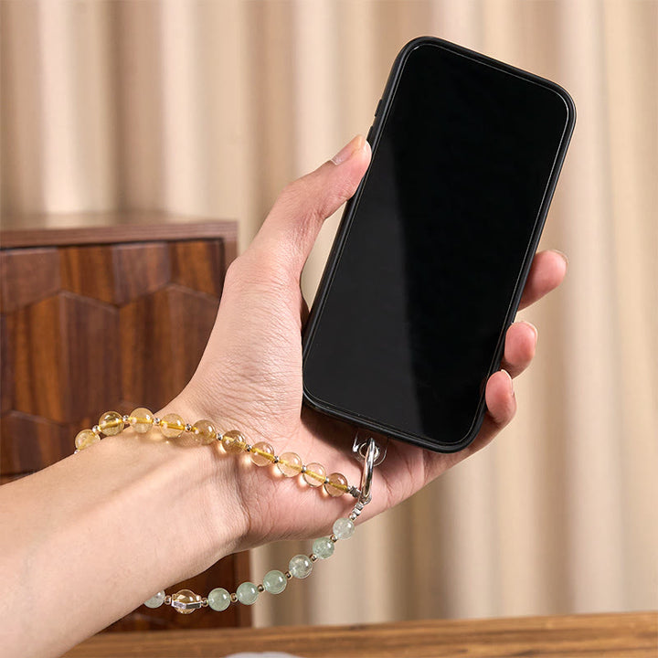 Buddha Stonesグリーンストロベリークォーツ シトリンビーズ 癒しのキーホルダー 携帯電話吊り下げ装飾 - image 4