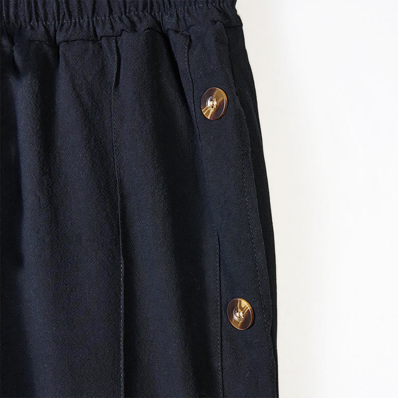 Buddha Stones無地 サイドボタン メンズ コットンパンツ ポケット付き - image 6