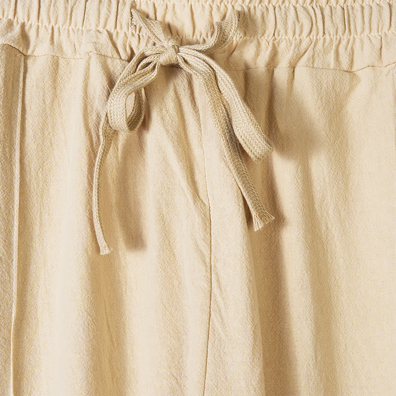 Buddha Stones無地 サイドボタン メンズ コットンパンツ ポケット付き - image 1