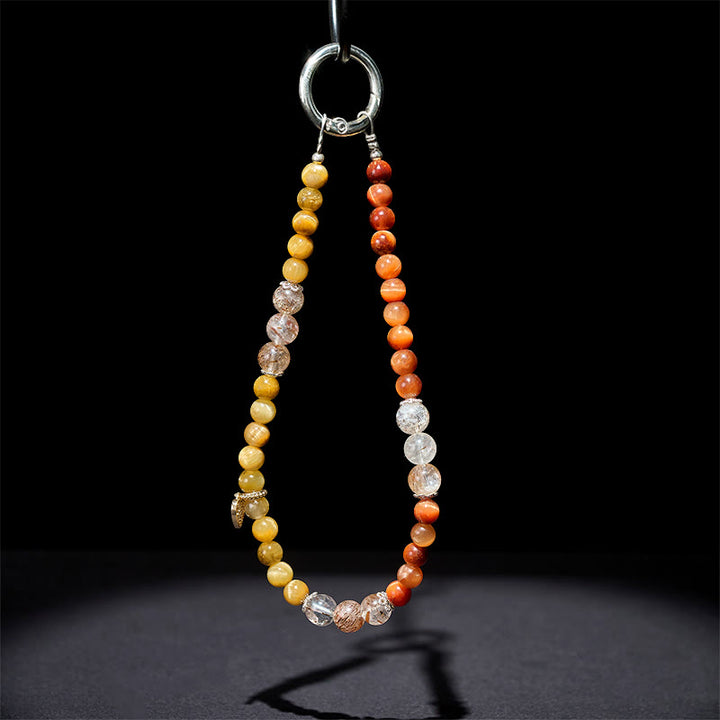 Buddha Stonesゴールデンタイガーアイ レッドタイガーアイ ハートチャーム 強さ キーチェーン 携帯電話吊り下げ装飾 - image 4