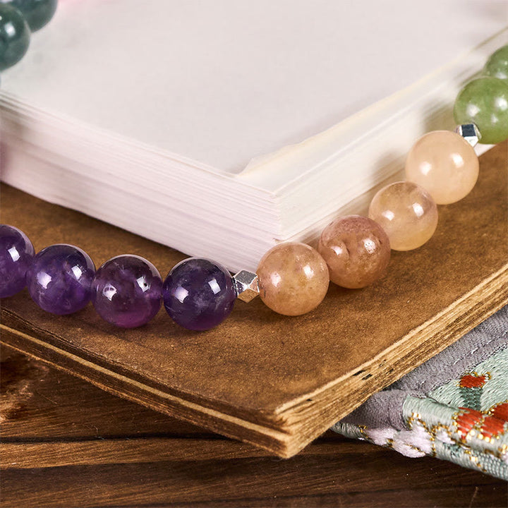 Buddha Stones8mm 天然アメジスト バランスビーズ キーチェーン 携帯電話用 吊り下げ装飾 - image 2
