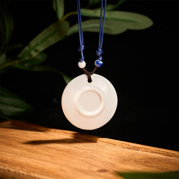 Buddha Stonesエスニック 牡丹 桃の花 蓮のシンボル 陶器 ネックレス 悟りのペンダント - image 15