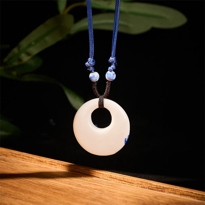 Buddha Stonesエスニック 牡丹 桃の花 蓮のシンボル 陶器 ネックレス 悟りのペンダント - image 7