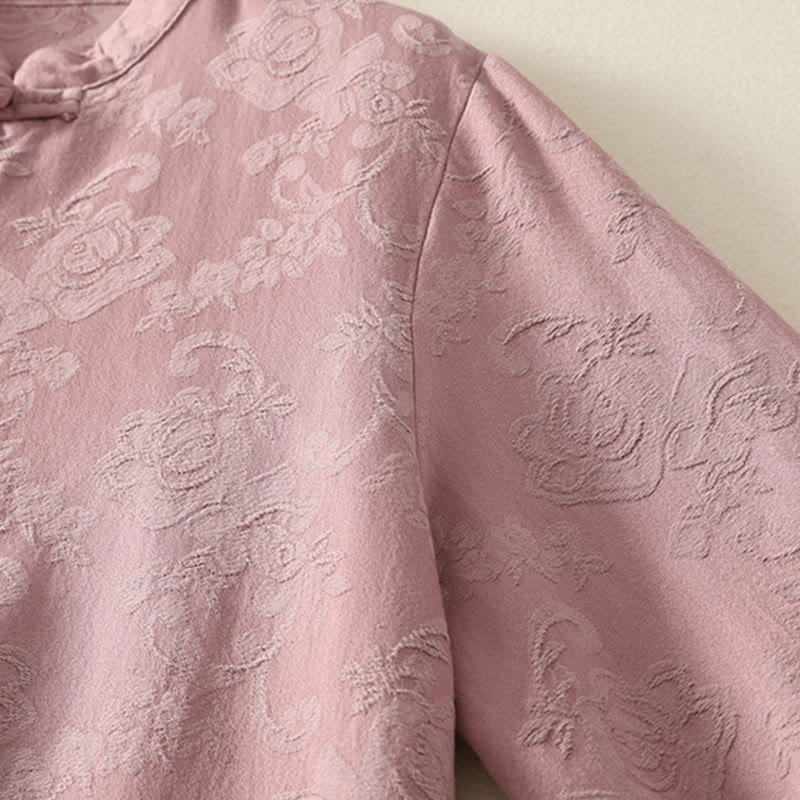 Buddha Stonesジャカード 斜め前立て 長袖 レディース コットンリネン ボタンシャツ - image 15