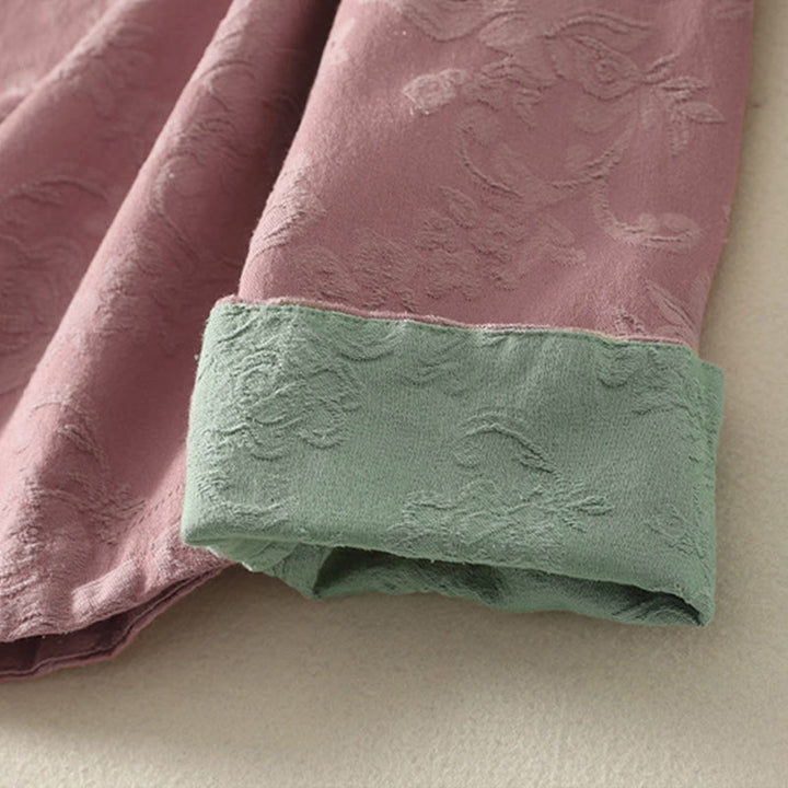 Buddha Stonesジャカード 斜め前立て 長袖 レディース コットンリネン ボタンシャツ - image 16