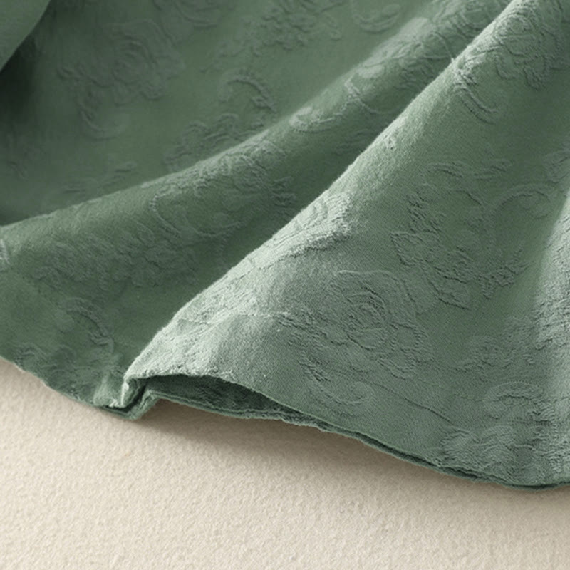 Buddha Stonesジャカード 斜め前立て 長袖 レディース コットンリネン ボタンシャツ - image 10