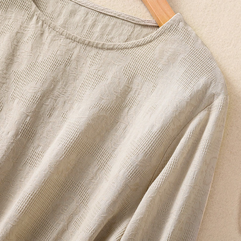 Buddha Stonesジャカード 不規則な裾 プリーツデザイン レディース コットン 長袖シャツ - image 29