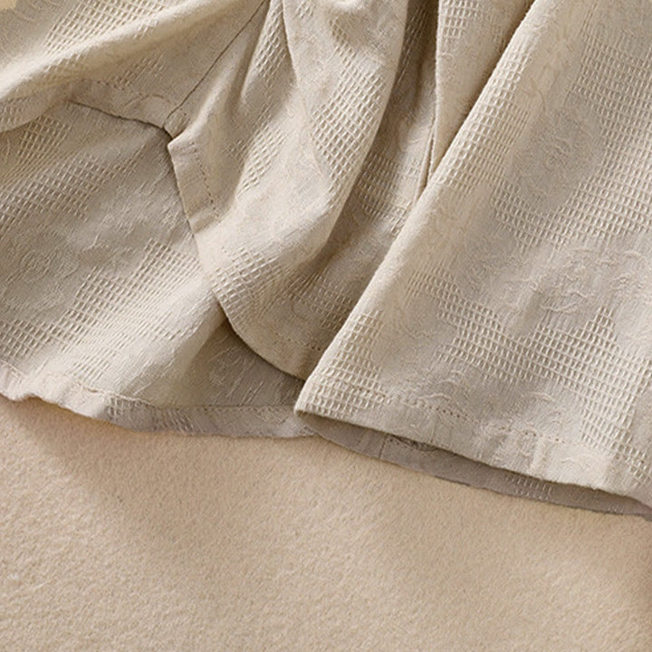 Buddha Stonesジャカード 不規則な裾 プリーツデザイン レディース コットン 長袖シャツ - image 31