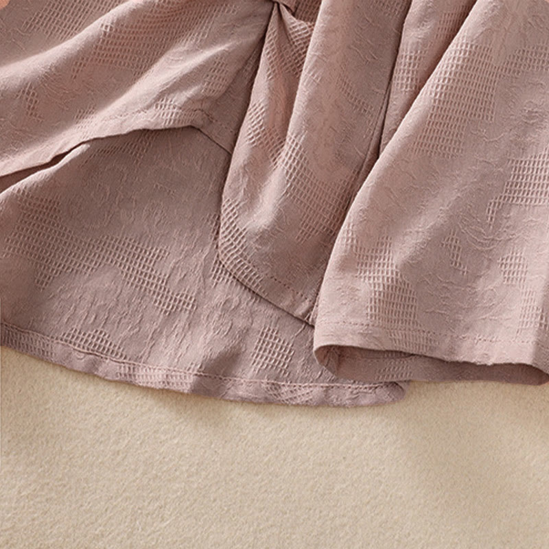 Buddha Stonesジャカード 不規則な裾 プリーツデザイン レディース コットン 長袖シャツ - image 22