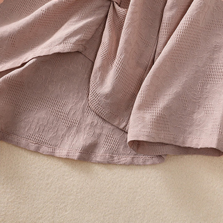 Buddha Stonesジャカード 不規則な裾 プリーツデザイン レディース コットン 長袖シャツ - image 22