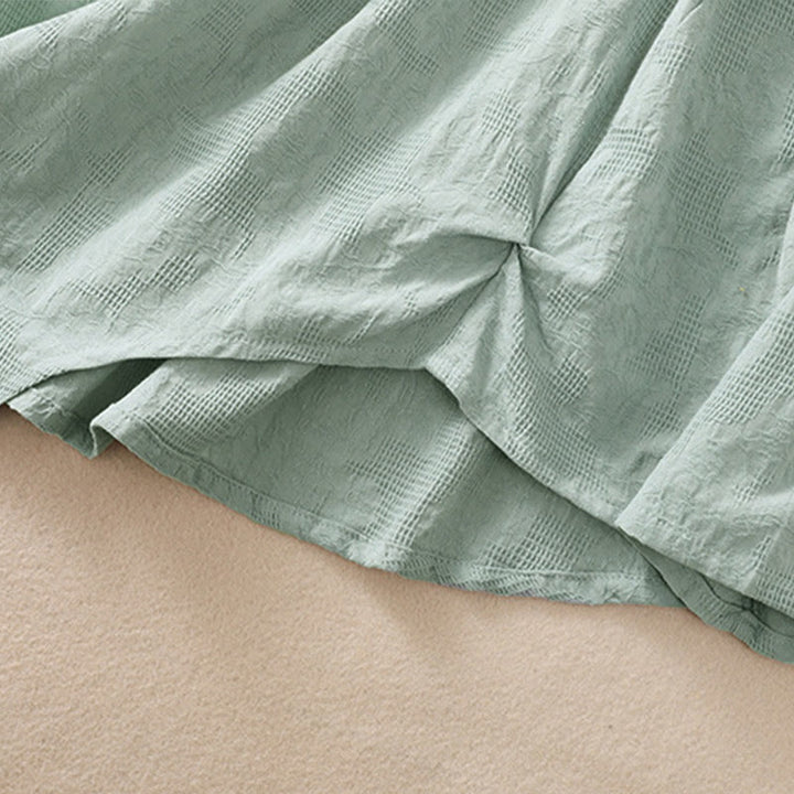 Buddha Stonesジャカード 不規則な裾 プリーツデザイン レディース コットン 長袖シャツ - image 37