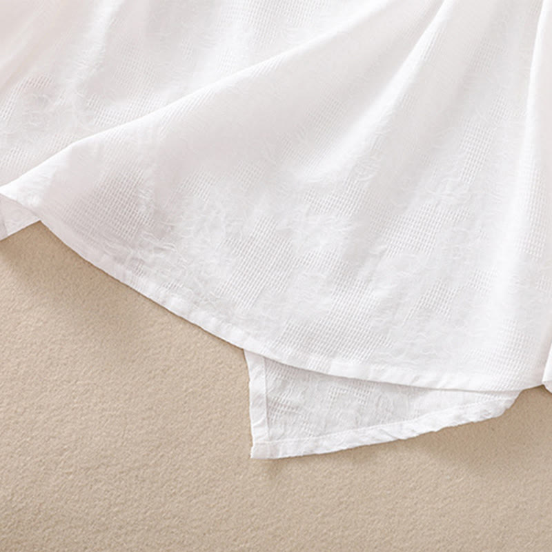 Buddha Stonesジャカード 不規則な裾 プリーツデザイン レディース コットン 長袖シャツ - image 13