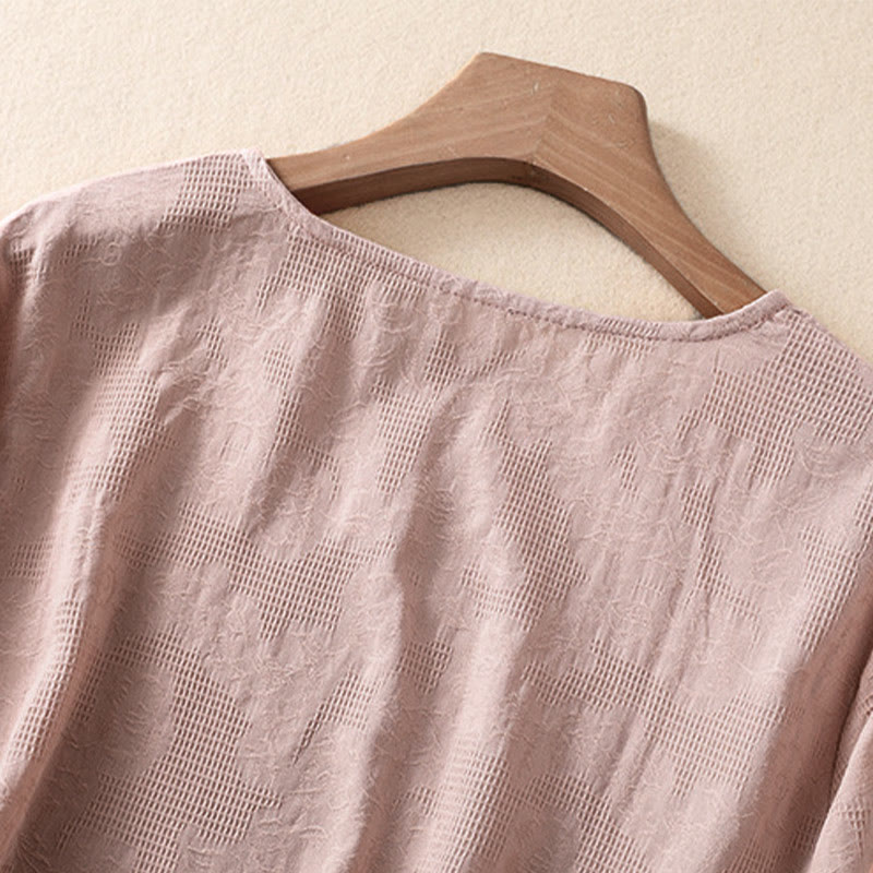 Buddha Stonesジャカード 不規則な裾 プリーツデザイン レディース コットン 長袖シャツ - image 19