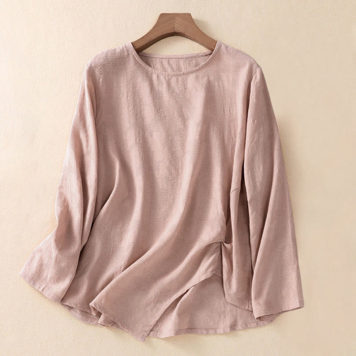 Buddha Stonesジャカード 不規則な裾 プリーツデザイン レディース コットン 長袖シャツ - ダークサーモン - US8-10，UK/AU12-14，EU40-42 (2XL) - image 16