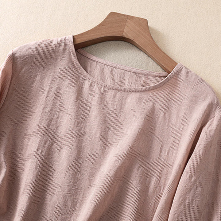 Buddha Stonesジャカード 不規則な裾 プリーツデザイン レディース コットン 長袖シャツ - image 18