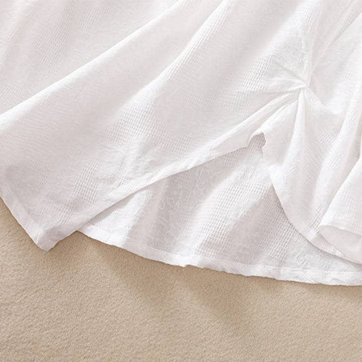 Buddha Stonesジャカード 不規則な裾 プリーツデザイン レディース コットン 長袖シャツ - image 15