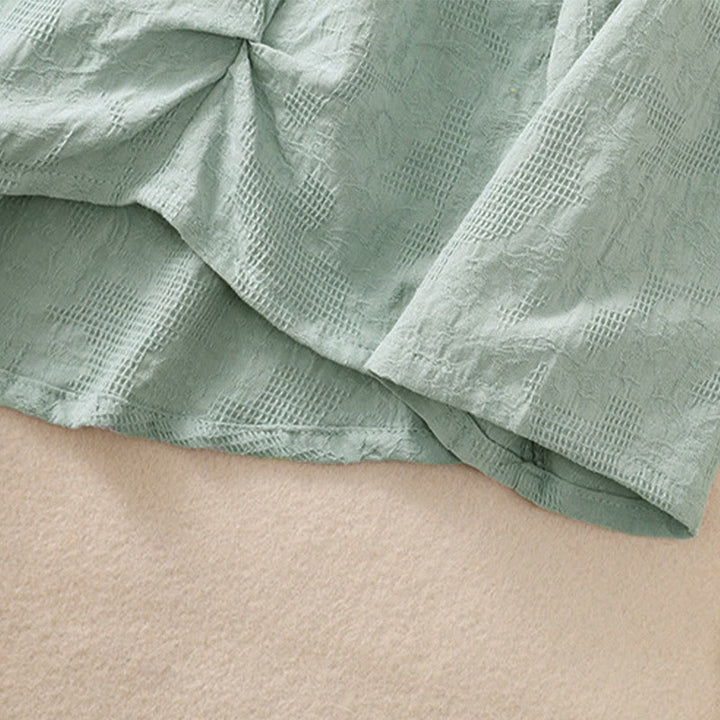 Buddha Stonesジャカード 不規則な裾 プリーツデザイン レディース コットン 長袖シャツ - image 38